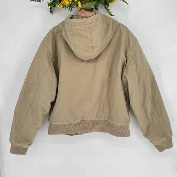 Aritzia TNA Cozy Canvas Zip Hoodie Jacket Coat Womens XL‎ Beige Tan Workwear - Picture 13 of 16